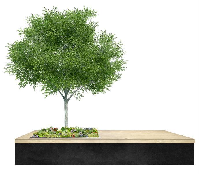 Simontrees Begrünungsmodul in Anthrazit