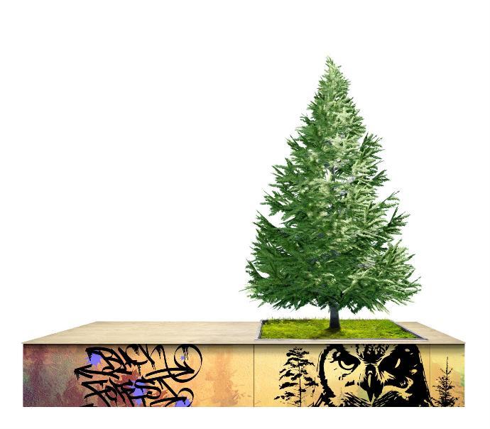 Simontrees Begrünungsmodul mit Graffiti Flächen